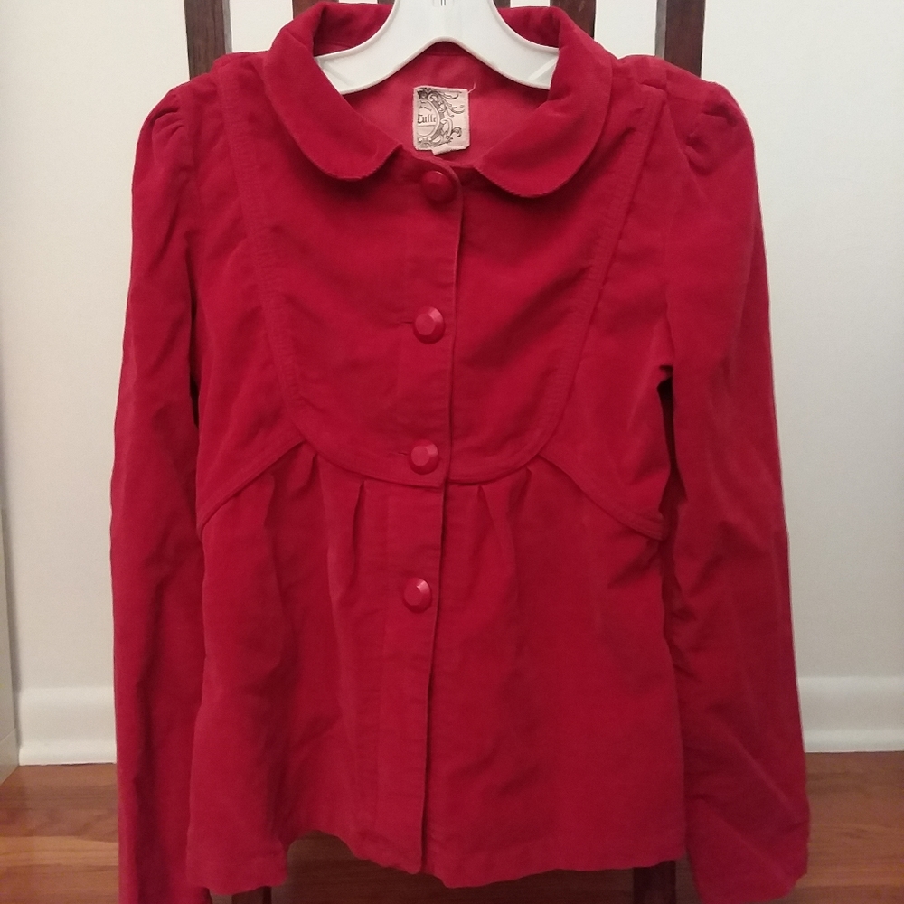 Red Corduroy Tulle Jacket - Size womens small